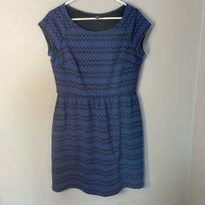 AGB Womens 12 Navy and Black Chevron Waist Defined Stretchy Dress